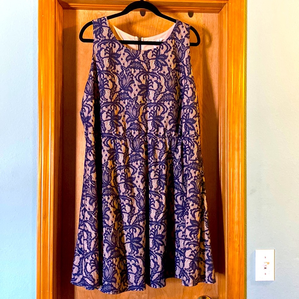 3 heart blue faux lace dress size 3X